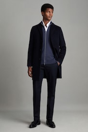 Reiss Navy Gable Wool Blend Single Breasted Epsom Overcoat - Image 3 of 6