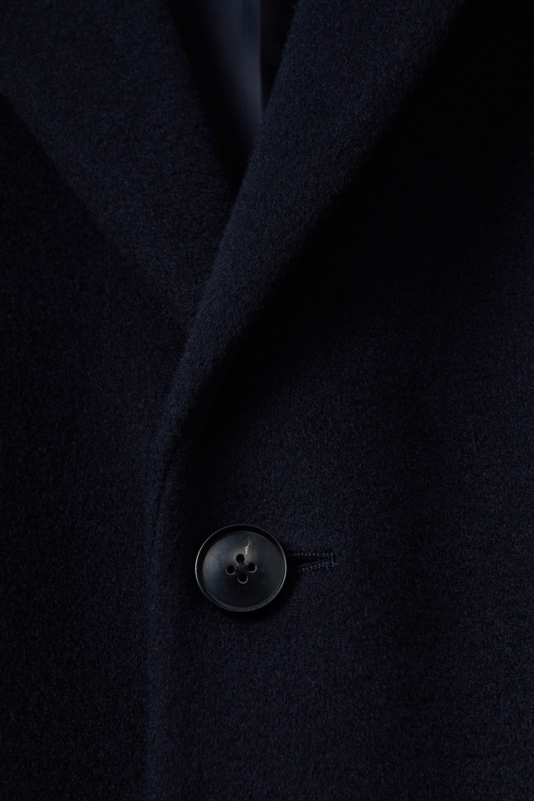 Reiss Navy Gable Wool Blend Single Breasted Epsom Overcoat - Image 6 of 6