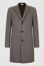 Reiss Mouse Melange Gable Wool Blend Single Breasted Epsom Overcoat - Image 2 of 5