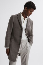 Reiss Mouse Melange Gable Wool Blend Single Breasted Epsom Overcoat - Image 3 of 5