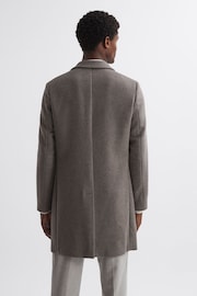 Reiss Mouse Melange Gable Wool Blend Single Breasted Epsom Overcoat - Image 4 of 5