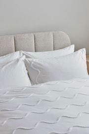 White Tufted Wave 100% Cotton Duvet Cover and Pillowcase Set - Image 2 of 4