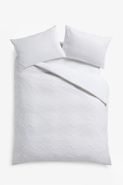 White Tufted Wave 100% Cotton Duvet Cover and Pillowcase Set - Image 4 of 4