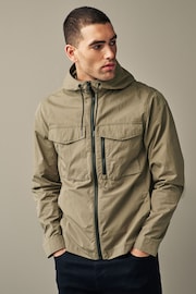 Natural Hooded Utility Shacket - Image 1 of 11