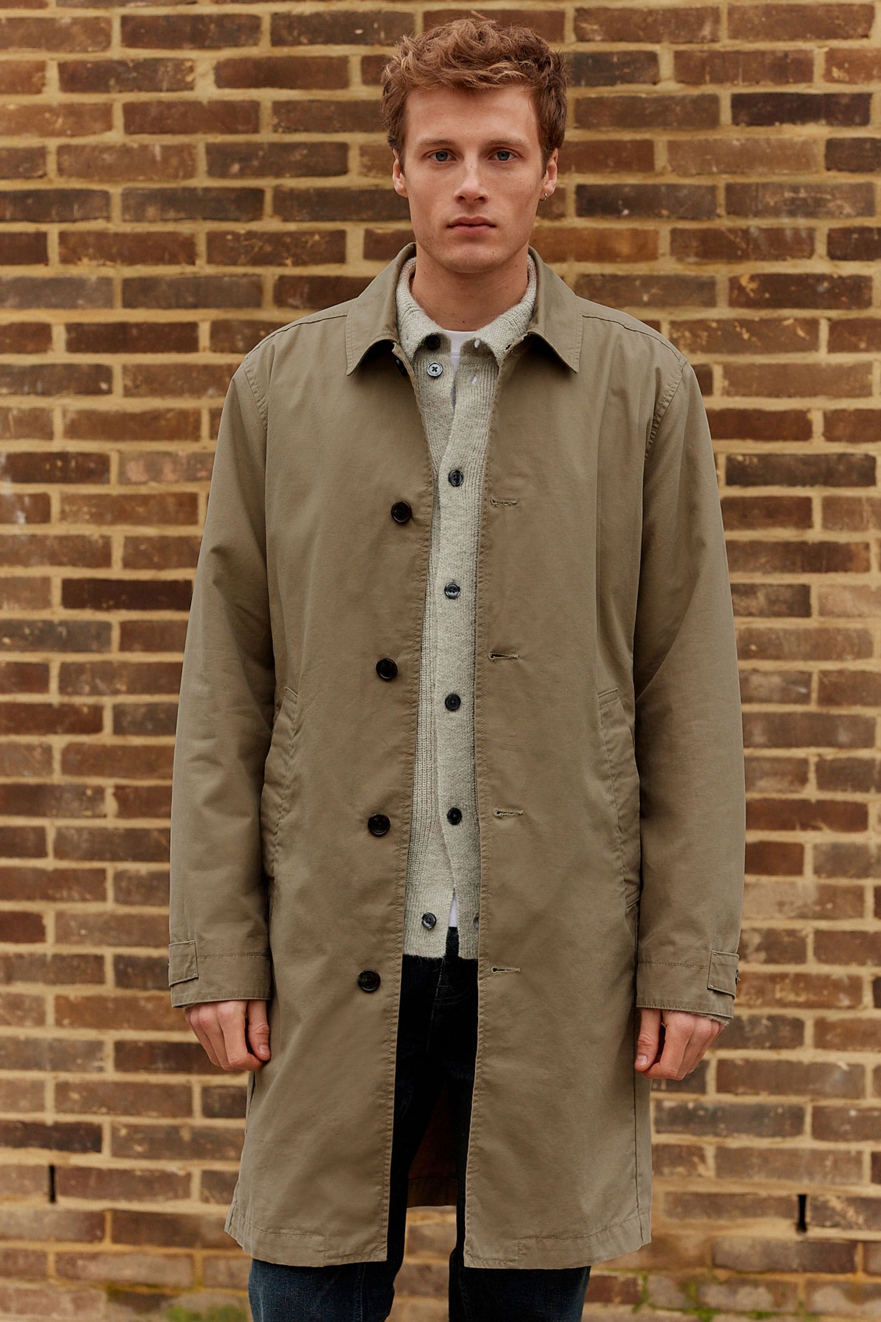 Buy Neutral Mid Length Button Trench Coat from Next Oman