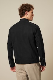 Black Faux Suede Racer Jacket - Image 3 of 9