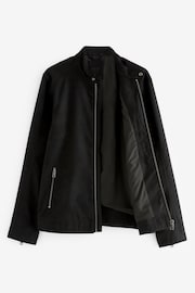 Black Faux Suede Racer Jacket - Image 6 of 9