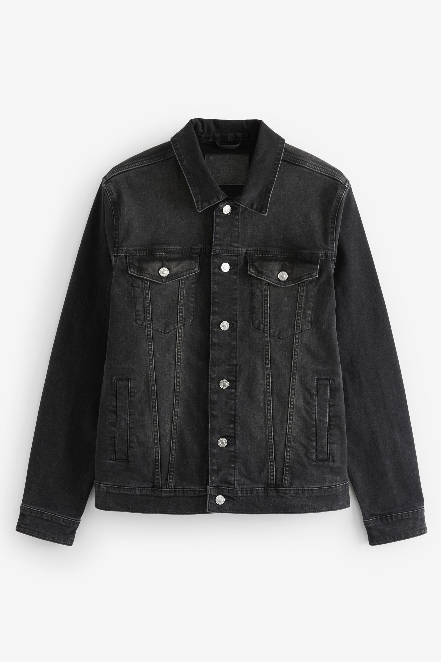 Long denim jacket black outlet