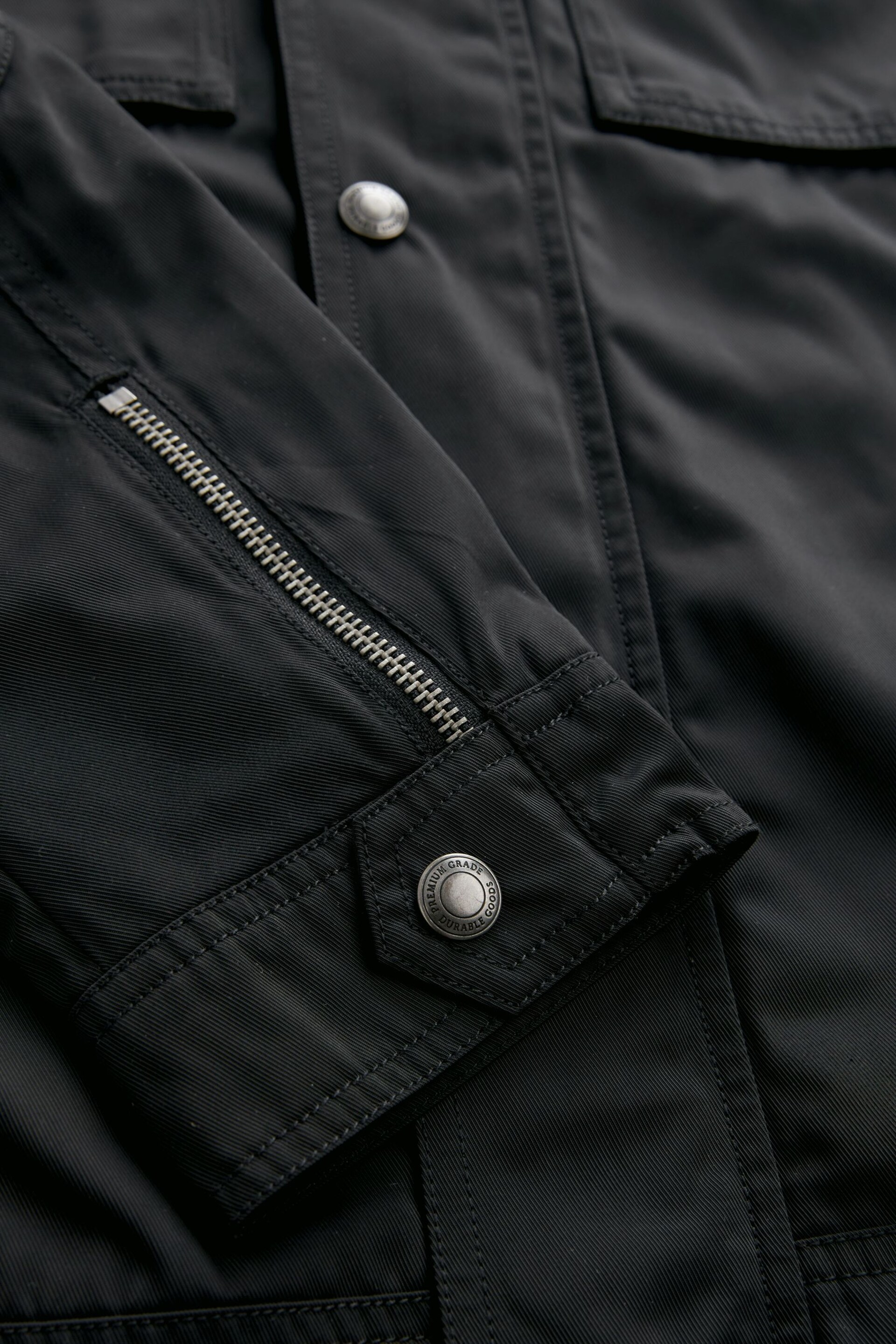 Black Shower Resistant Biker Jacket - Image 12 of 12