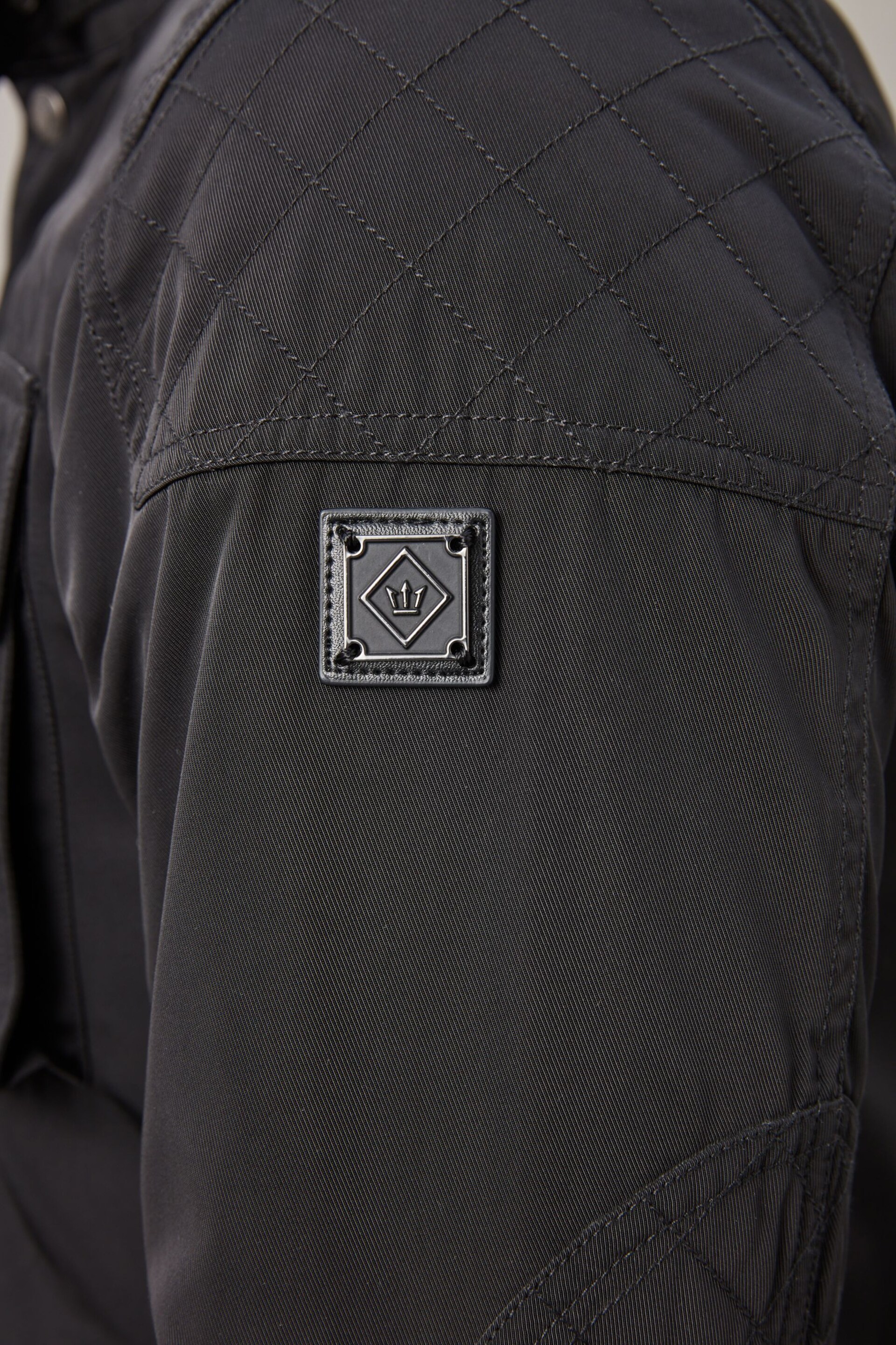 Black Shower Resistant Biker Jacket - Image 7 of 12