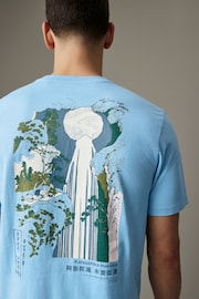 Blue Hokusai Waterfall Artist Licence T-Shirt - Image 1 of 7