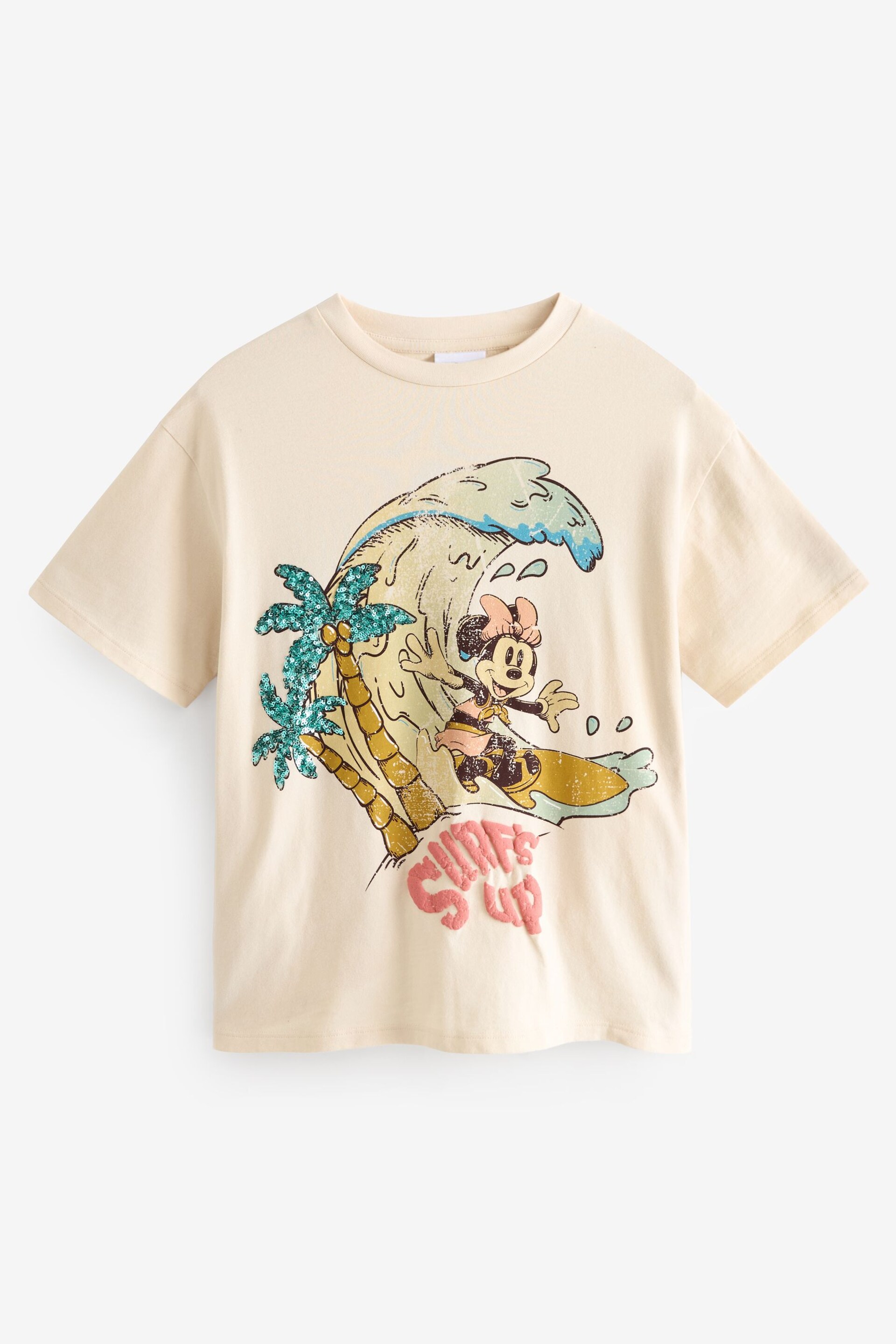 Cream Oversized Sequin Minnie Mouse License T-Shirt (3-16yrs) - Image 5 of 7