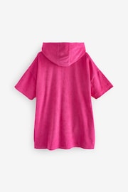 Bright Pink Oversized Hooded Towelling Cover-Up - Image 3 of 4