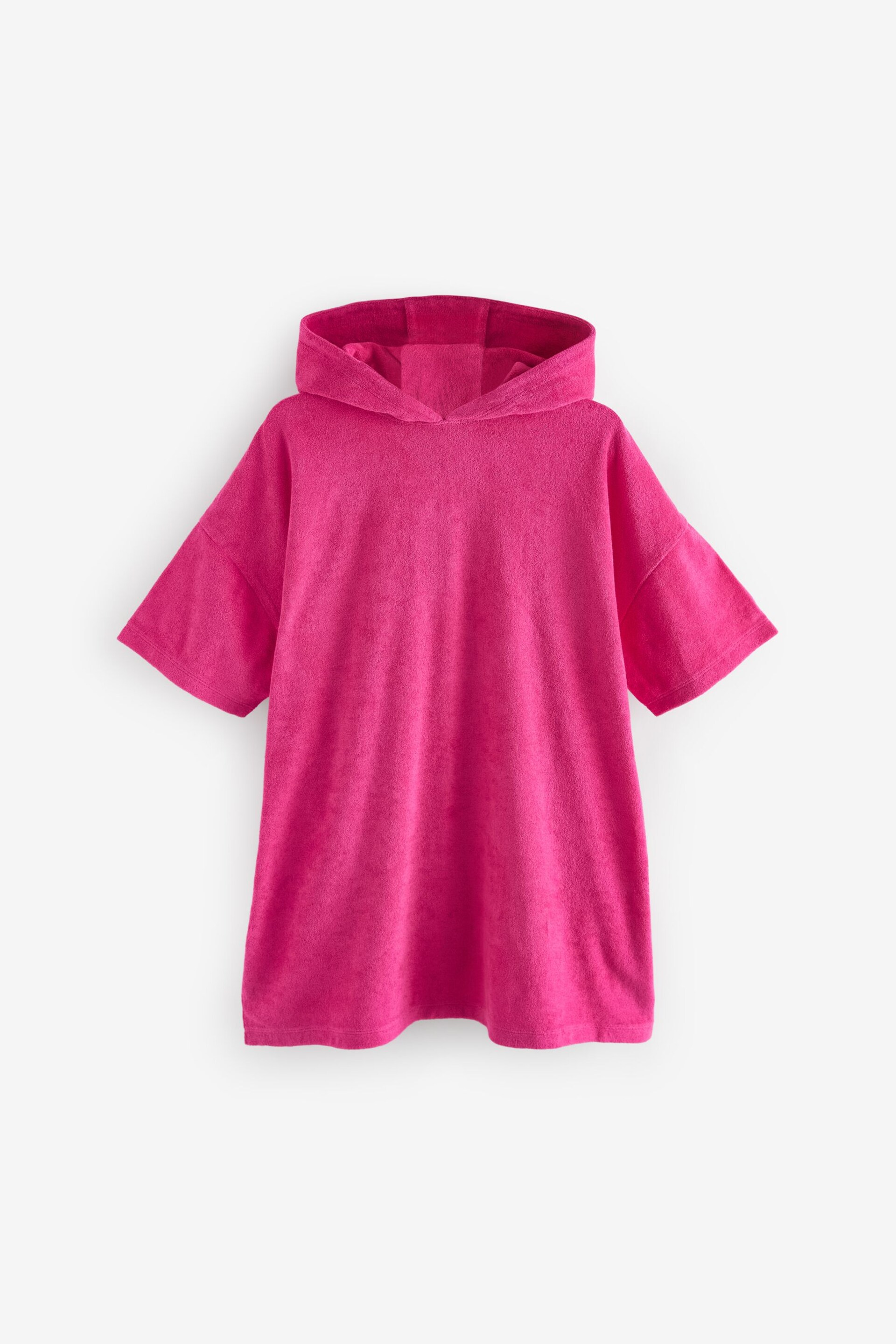 Bright Pink Oversized Hooded Towelling Cover-Up - Image 4 of 4