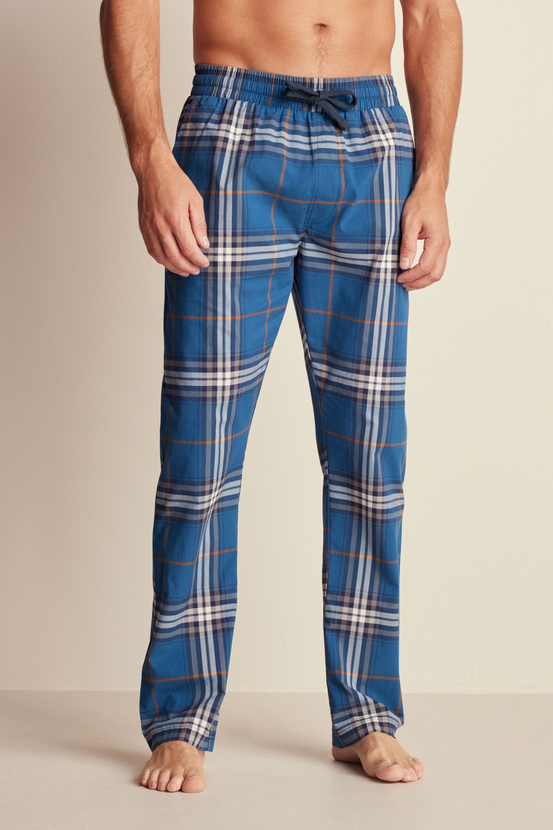 Buy Blue Woven Check Pyjama Bottoms 2 Pack from the Next UK online shop