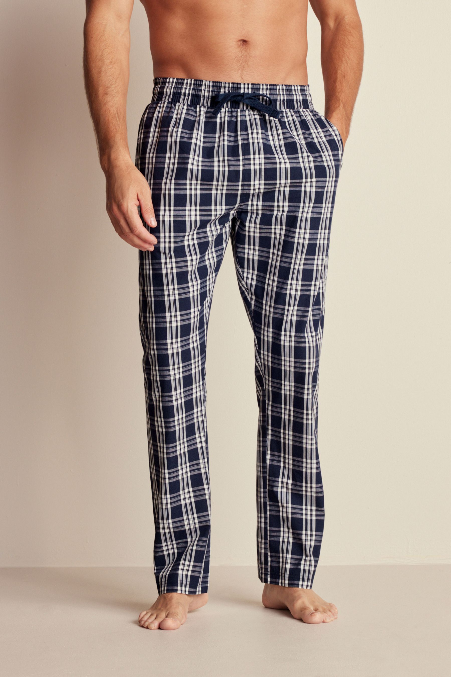 Buy Blue Woven Check Pyjama Bottoms 2 Pack from the Next UK online shop