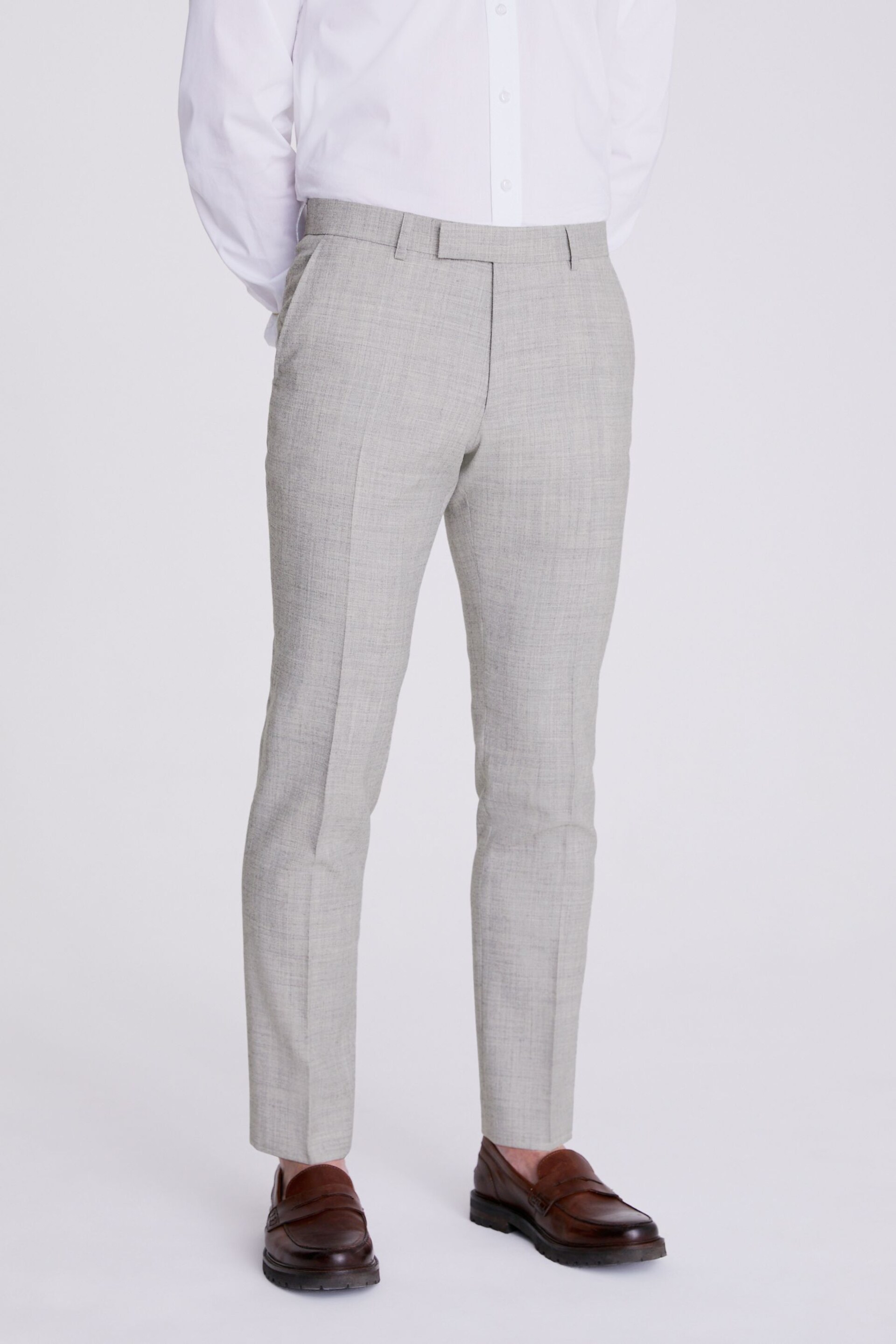 MOSS Light Grey Slim Fit Trousers - Image 1 of 3