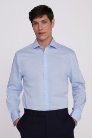 MOSS Blue Double Cuff Stretch Shirt - Image 1 of 4