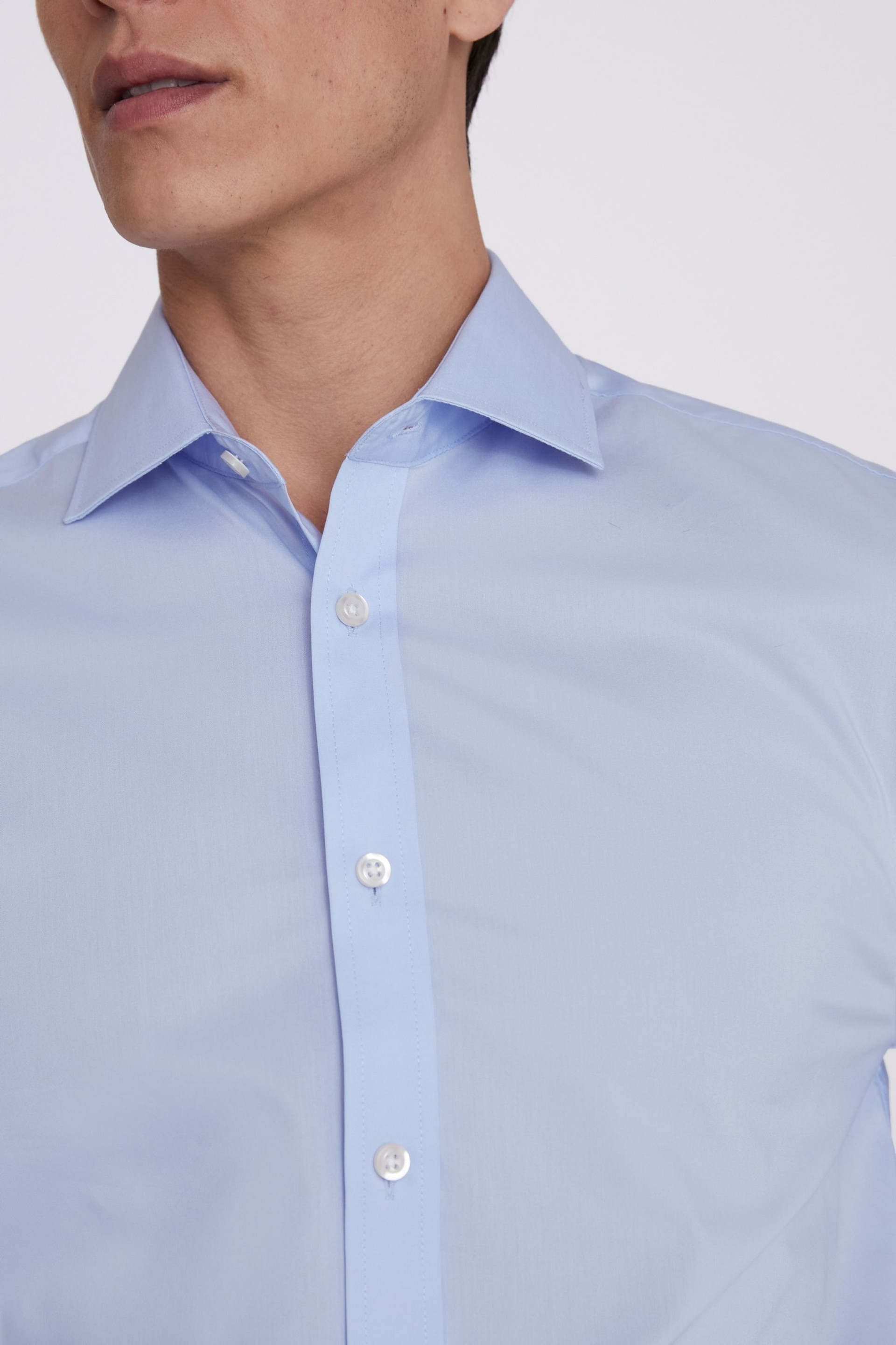 MOSS Blue Double Cuff Stretch Shirt - Image 2 of 4