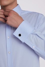 MOSS Blue Double Cuff Stretch Shirt - Image 3 of 4