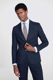 MOSS Blue Slim Fit Matte Linen Jacket - Image 4 of 6