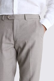 MOSS Taupe Natural Slim Fit Linen Trousers - Image 2 of 3