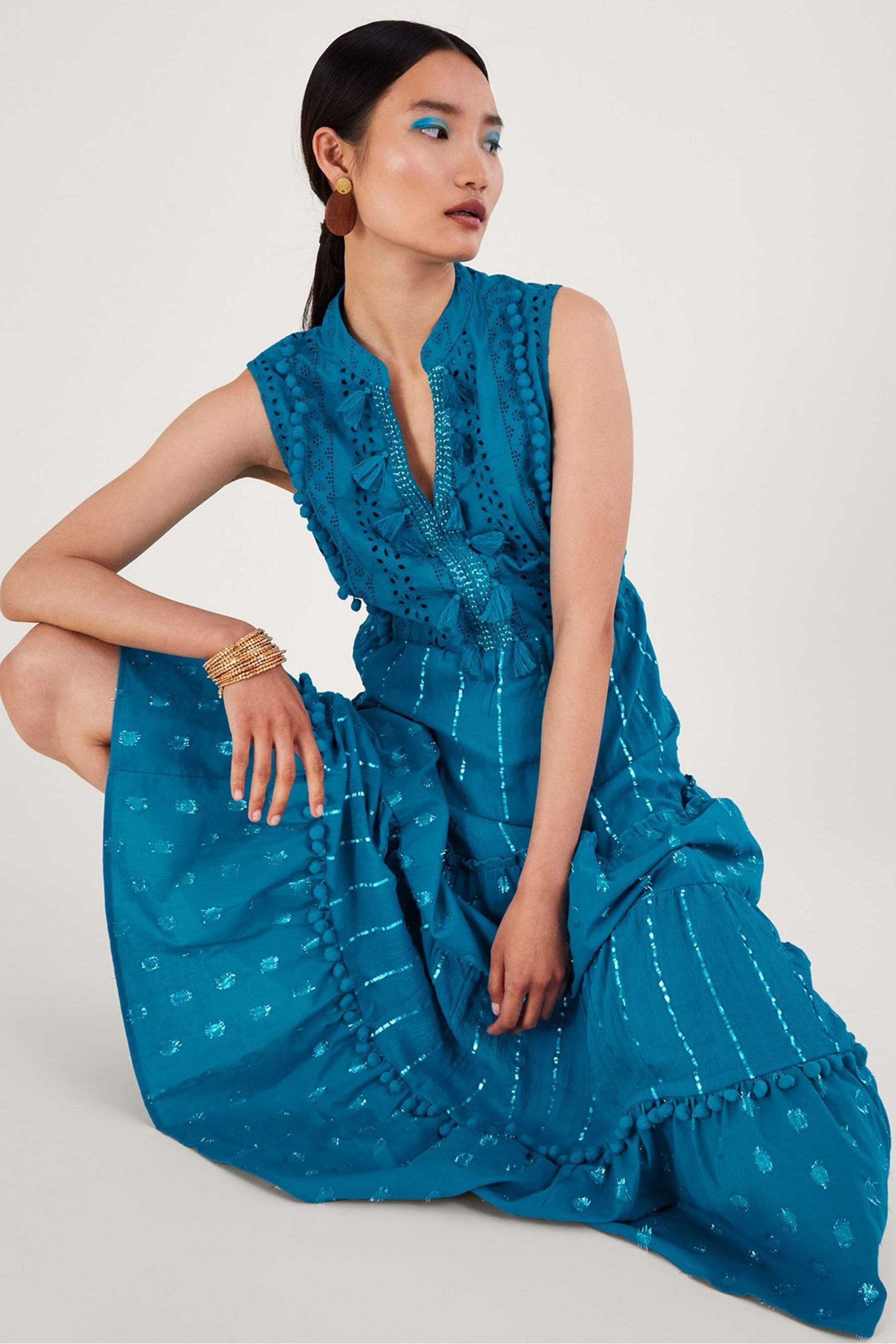 Buy Monsoon Metallic Tassel Kaftan Dress from Next Luxembourg