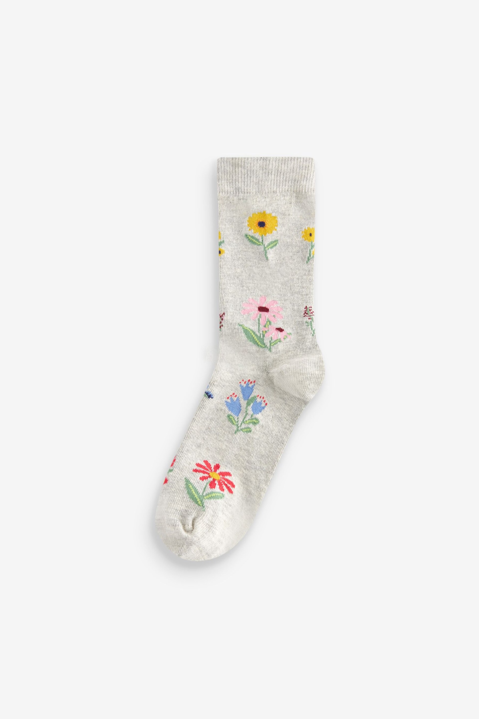 Navy Floral Ankle Socks 4 Pack - Image 3 of 6