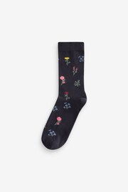 Navy Floral Ankle Socks 4 Pack - Image 4 of 6