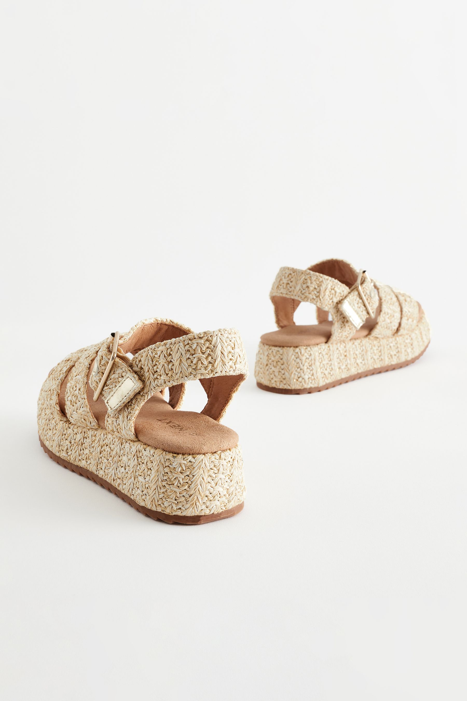 Buy Neutral Raffia Platform Wedge Sandals from the Next UK online shop