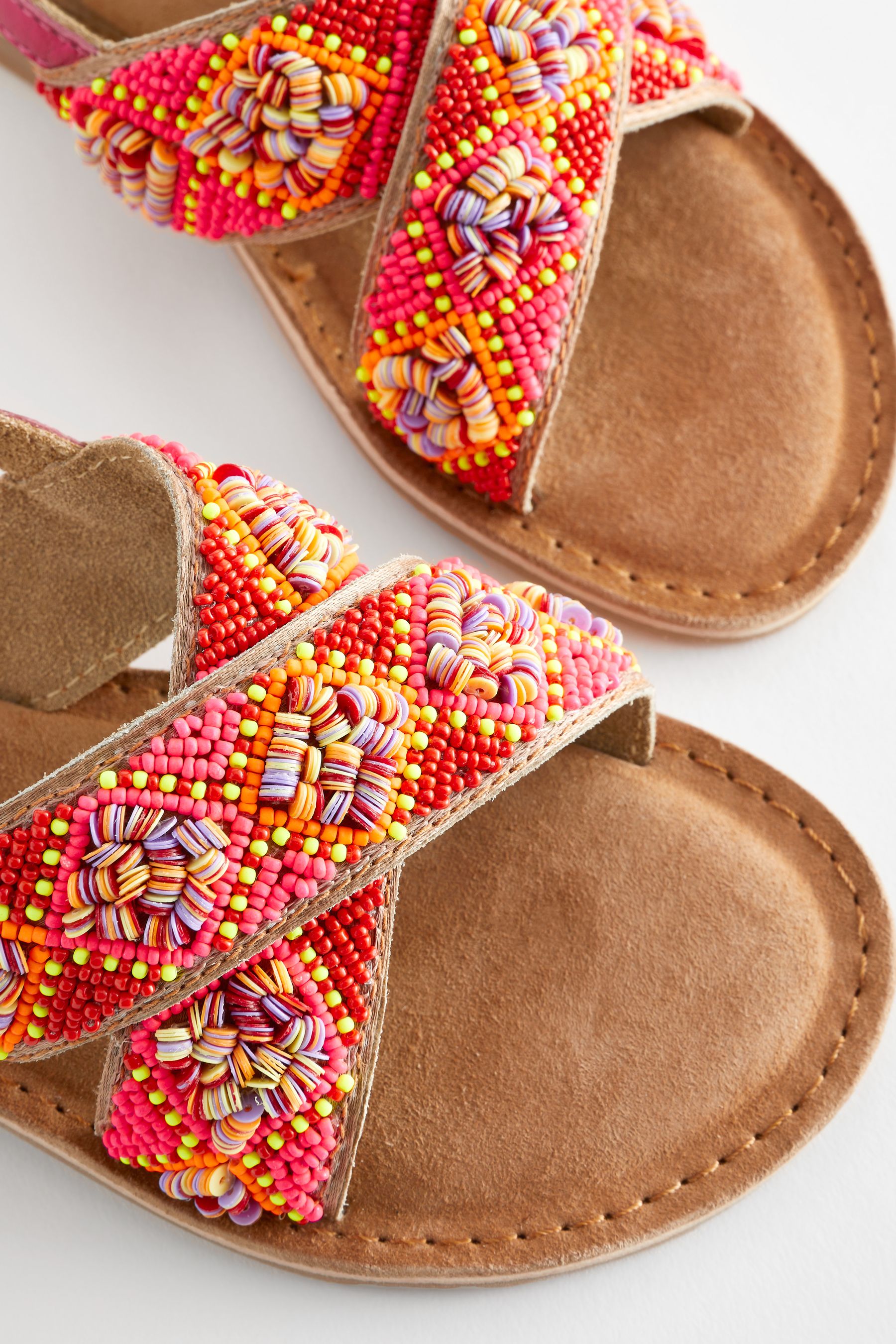 Red beaded sandals outlet