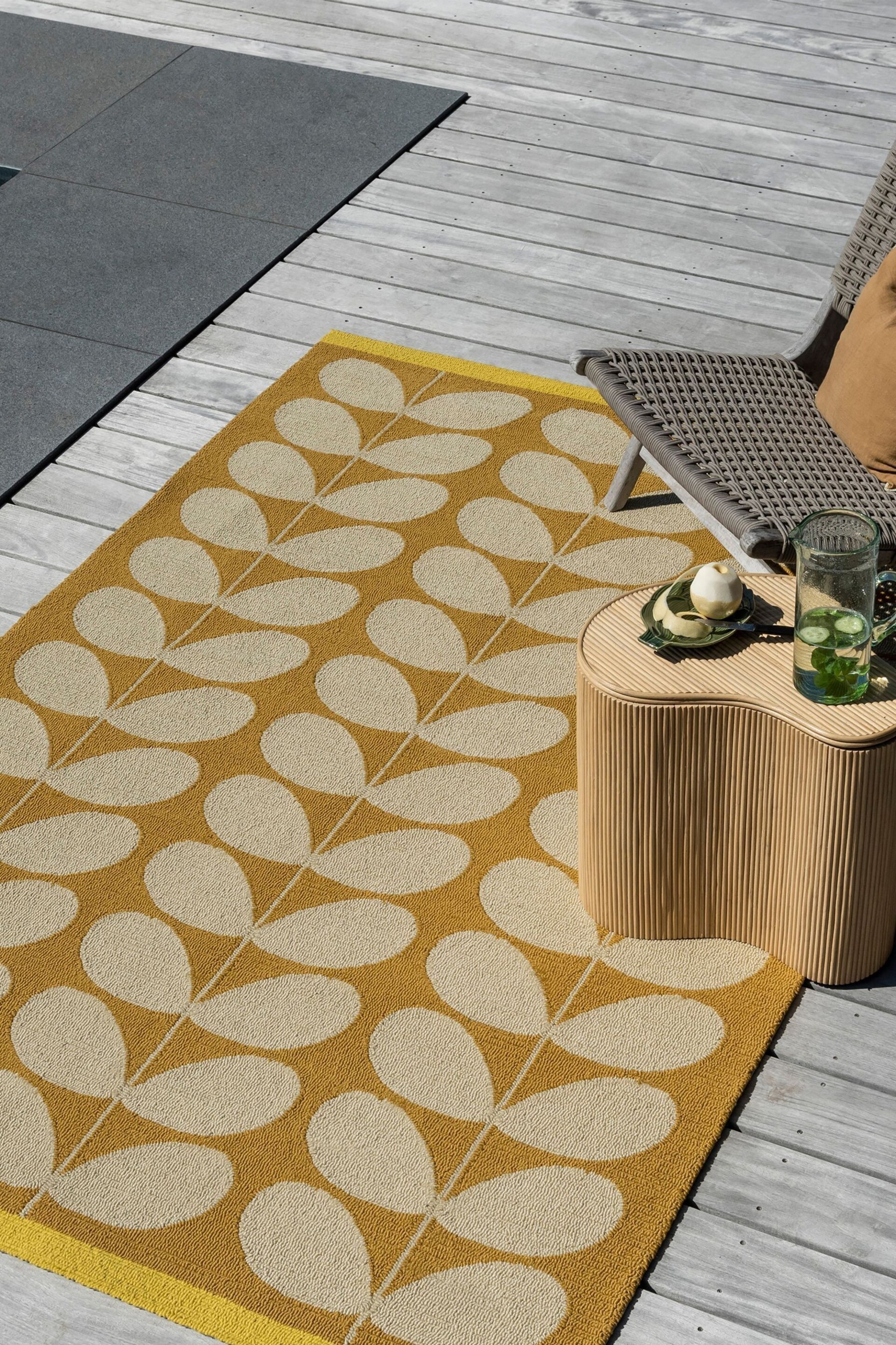 Orla Kiely Yellow Solid Stem Outdoor Rug - Image 1 of 4