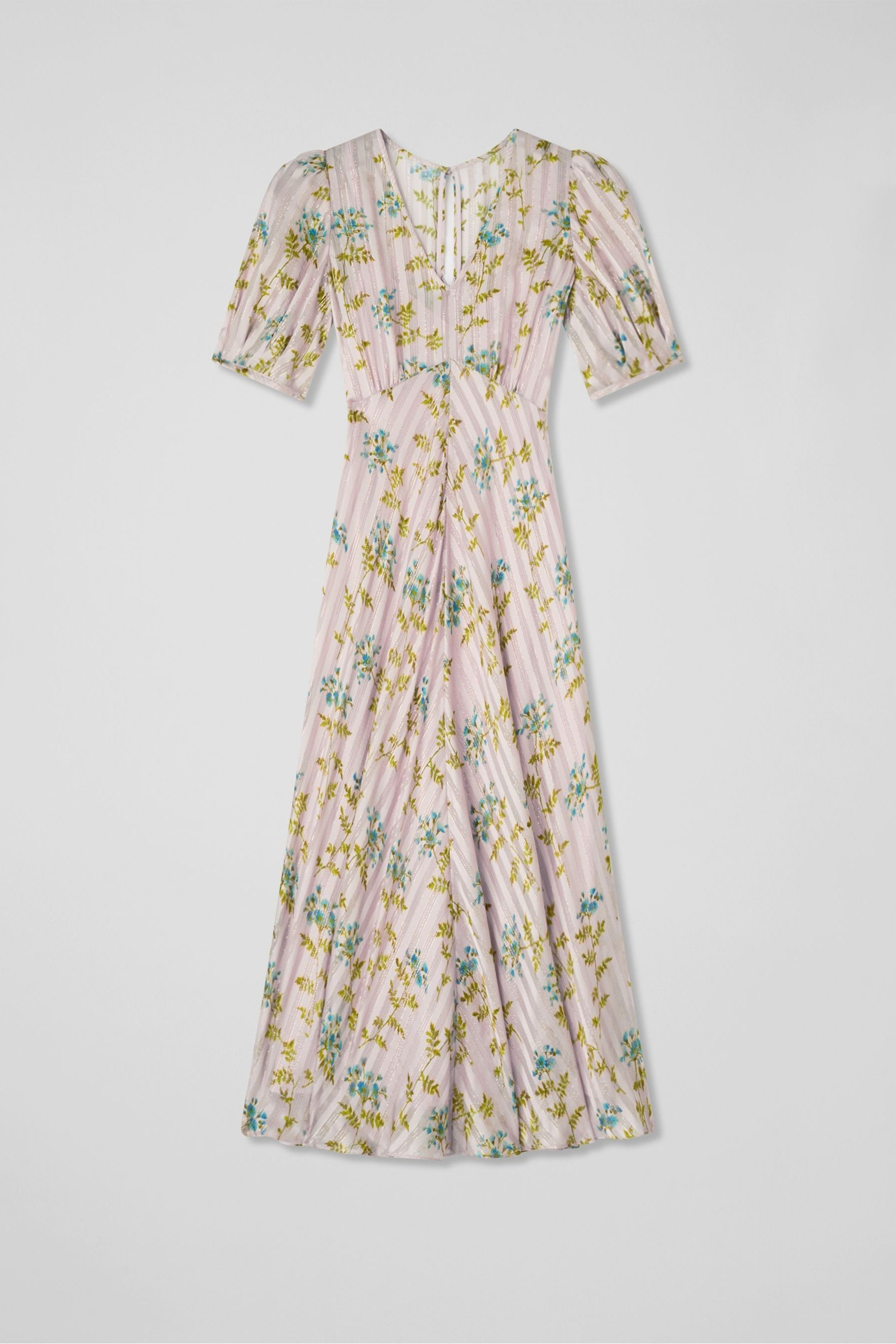 Buy LK Bennett Pink Leith Valerian Flower Silk Metallic Stripe Dress from Next Luxembourg