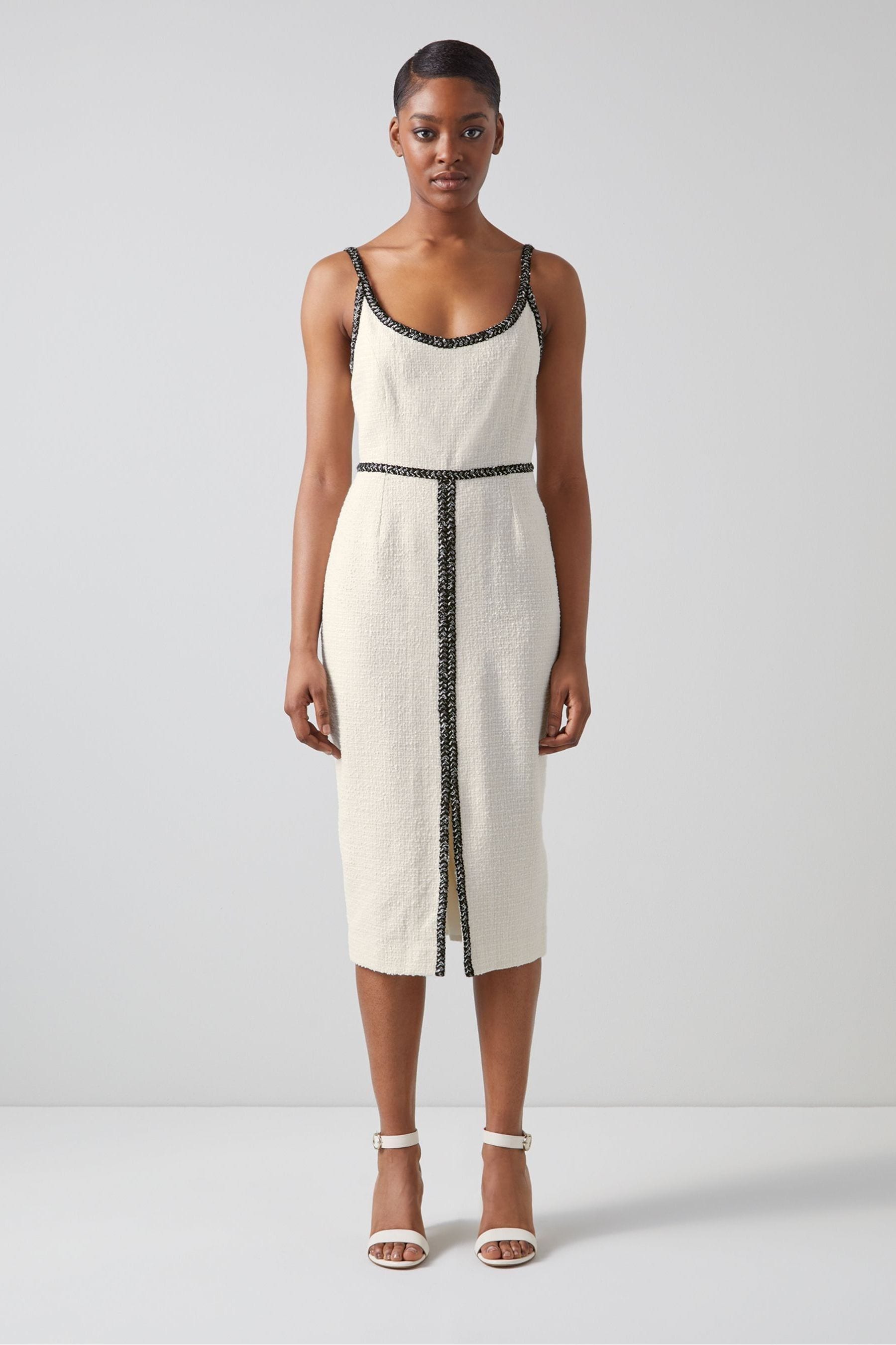 Buy LK Bennett Tara Ivory Cream Recycled Cotton Tweed Dress from Next Luxembourg