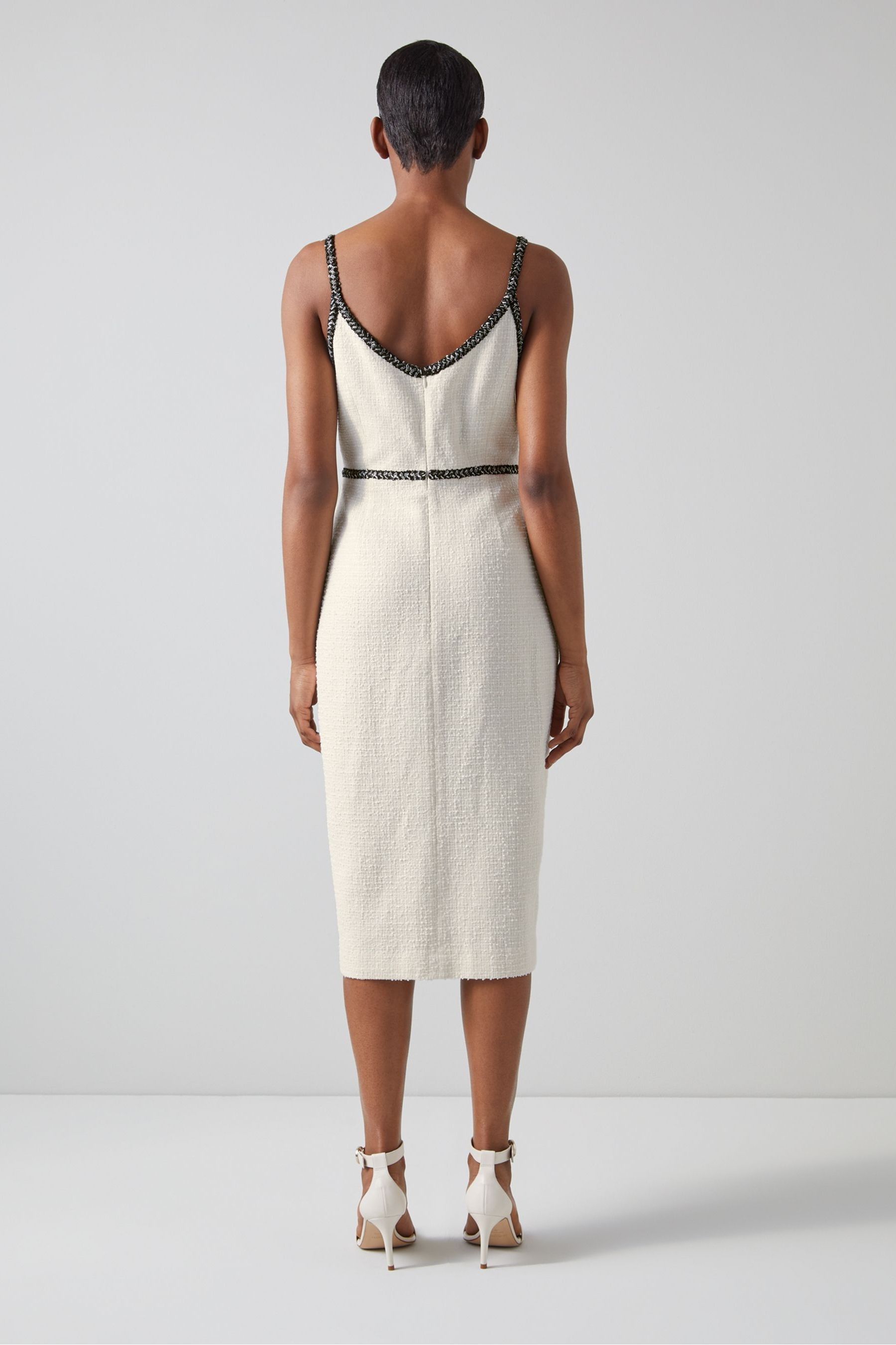 Buy LK Bennett Tara Ivory Cream Recycled Cotton Tweed Dress from Next Luxembourg