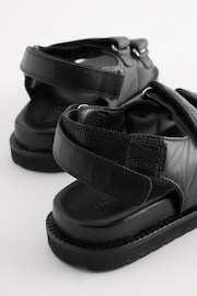 Black Leather Quilted Two Strap  Sandals - Image 5 of 7