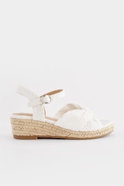 White Broderie Bow Wedge Sandals - Image 2 of 7