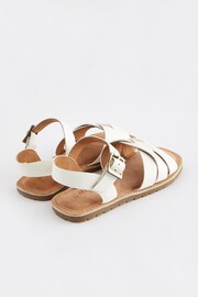 White Wide Fit (G) Leather Woven Sandals - Image 3 of 5