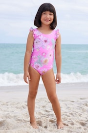 Pink Floral Frill Sleeve Swimsuit (3mths-12yrs) - Image 3 of 8