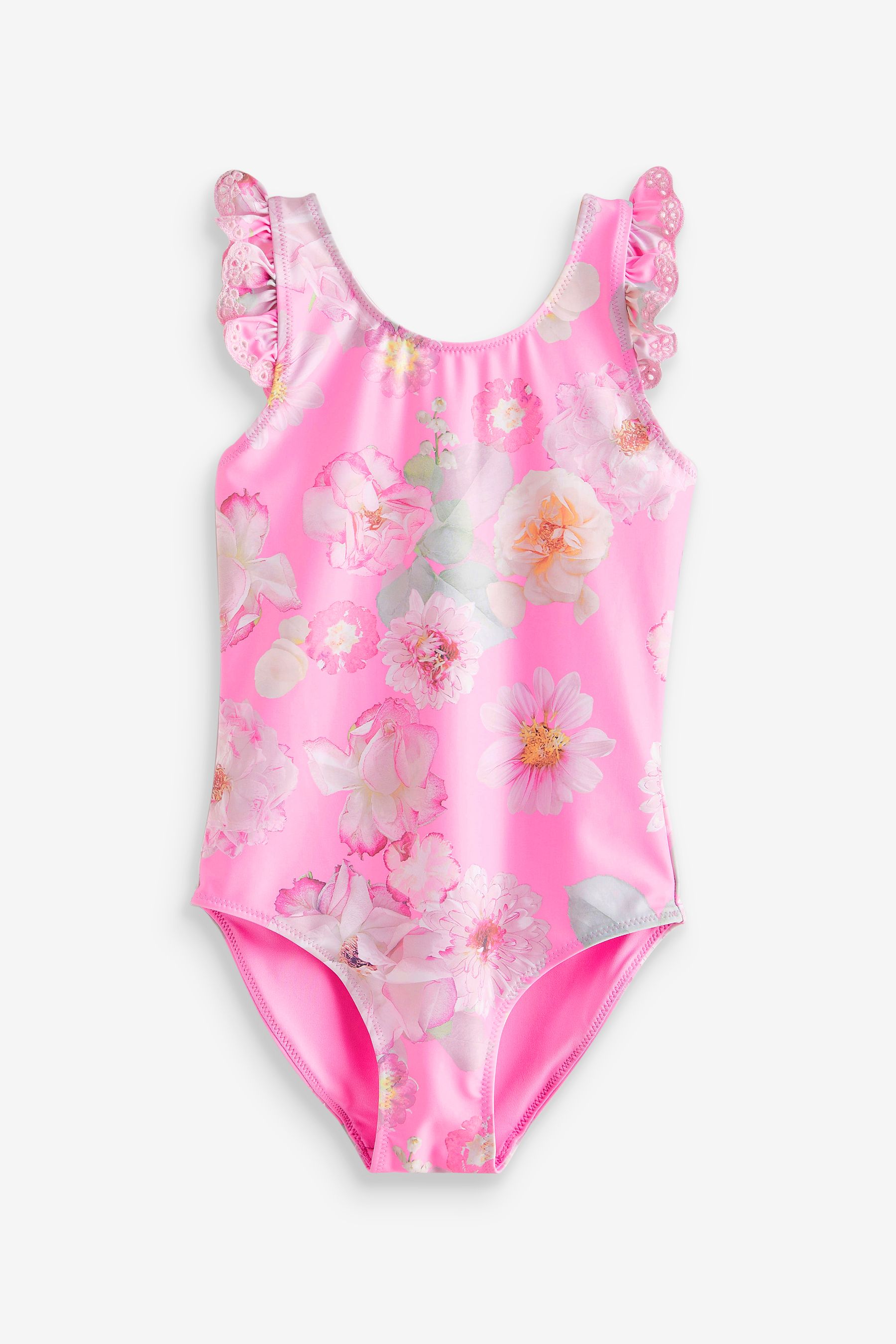 Buy Pink Floral Frill Sleeve Swimsuit 3mths 12yrs from the Next UK online shop