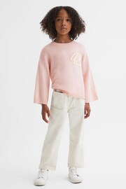 Reiss Pink Afi Senior Wool Blend Motif Jumper - Image 1 of 6