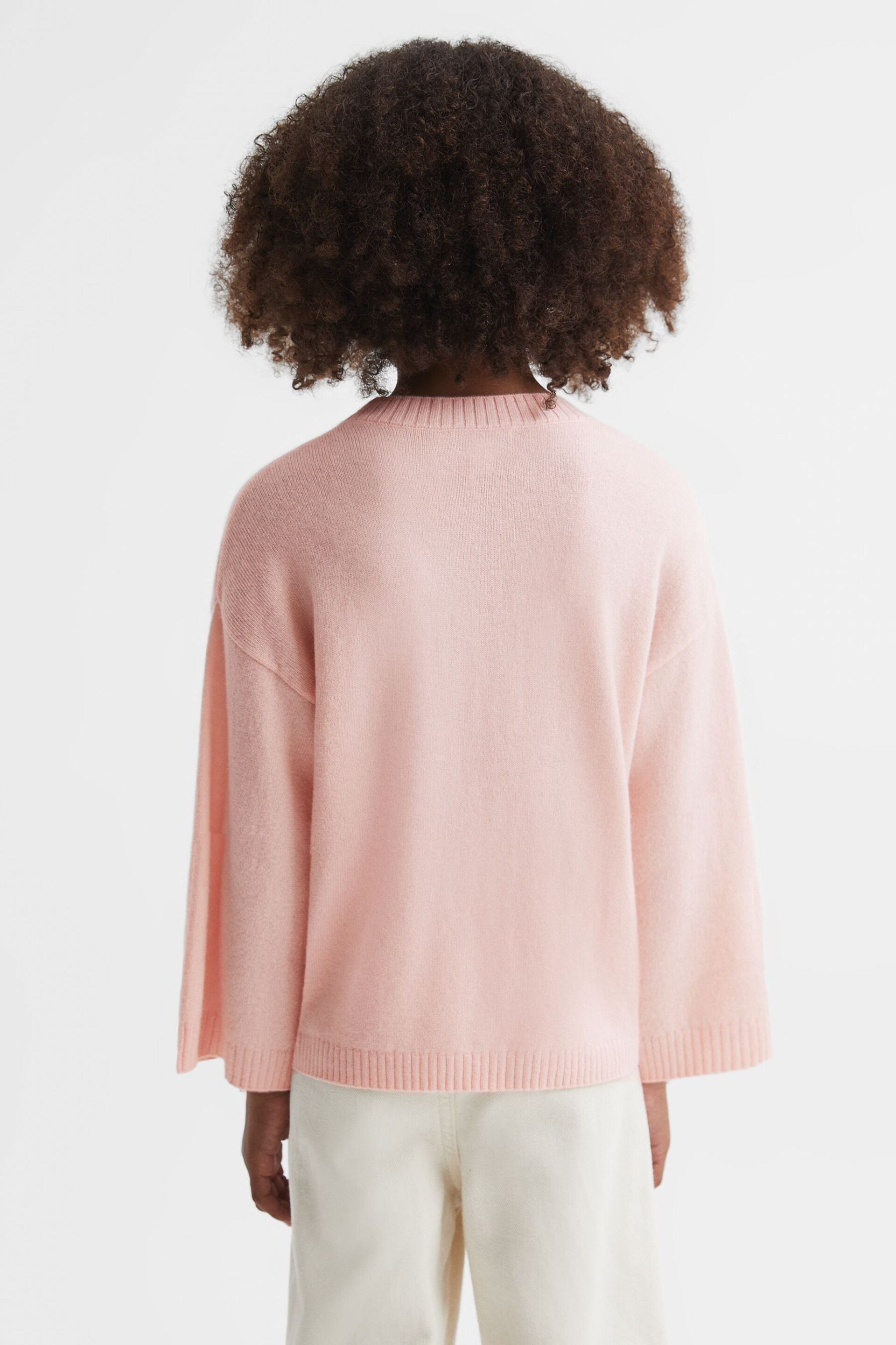 Reiss Pink Afi Senior Wool Blend Motif Jumper - Image 5 of 6