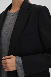 Reiss Black Alia Petite Oversized Wool Blend Single Breasted Blazer - Image 4 of 7