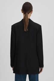 Reiss Black Alia Petite Oversized Wool Blend Single Breasted Blazer - Image 5 of 7
