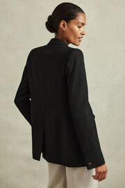 Reiss Black Lana Petite Tailored Textured Wool Blend Double Breasted Blazer - Image 4 of 6