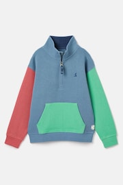 Joules Alistair Blue Boys' Quarter Zip Sweatshirt - Image 1 of 5