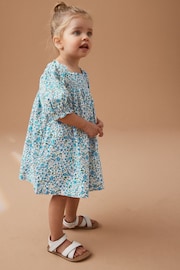 Blue Ditsy Puff Sleeve Dress (3mths-8yrs) - Image 2 of 7