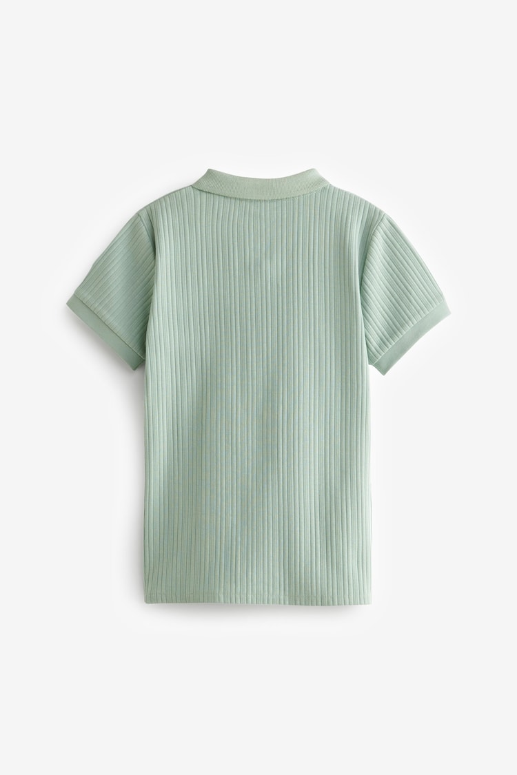 Mineral Green Textured Short Sleeve Polo Shirt (3-16yrs) - Image 2 of 3