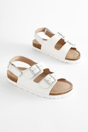 White Leather Wide Fit (G) Two Strap Corkbed Sandals - Image 1 of 6