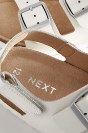 White Leather Wide Fit (G) Two Strap Corkbed Sandals - Image 6 of 6